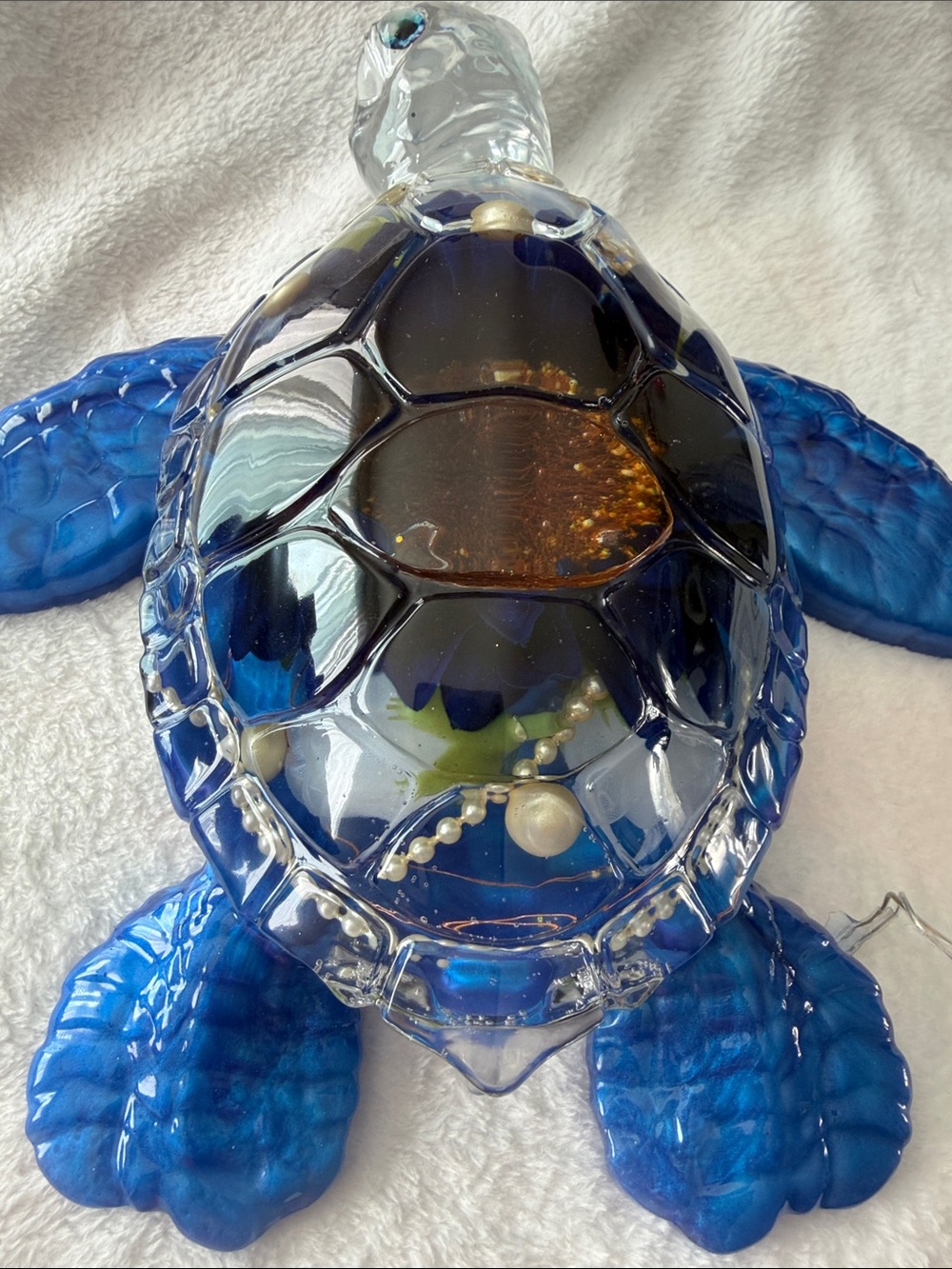 Handmade Resin Sunflower Sea Turtle with Lights - Picture 8 of 9